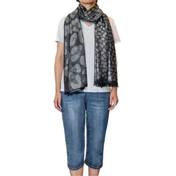 NWT - Leopard Print Brown/Black Shawl Wrap Fringe Scarf - OS Fits Most - Picture 2 of 5